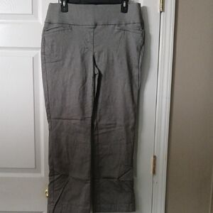 Apt. 9 black white patterned pull on elastic waist dress casual pants Sz L Short